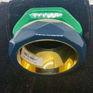 Kate Spade "Triple Threat" Bangle Bracelet Green Blue Gray Nautical Cuff